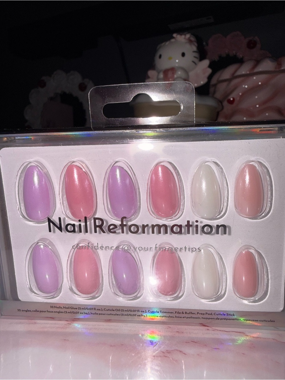 Nail Reformation Pink, purple, & white press on nails